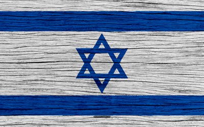 İsrail bayrağı, 4k, Asya, ahşap doku, İsrail bayrak, ulusal semboller, sanat, İsrail