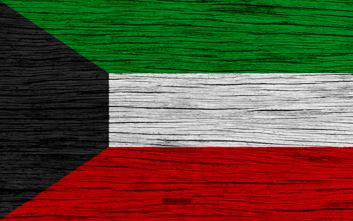 Drapeau du Kowe&#239;t, 4k, en Asie, en bois, texture, Kowe&#239;t drapeau national, symbole national, le drapeau du Koweit, de l&#39;art, du Kowe&#239;t