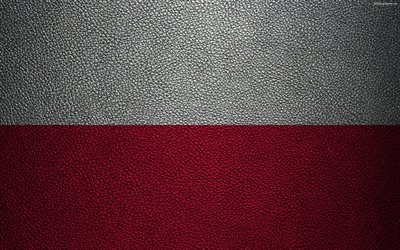 Bandera de Polonia, 4k, textura de cuero, bandera polaca, Europa, banderas de Europa, Polonia