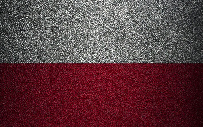 Drapeau de la Pologne, de la 4k, le cuir de texture, drapeau polonais, en Europe, les drapeaux de l&#39;Europe, de la Pologne