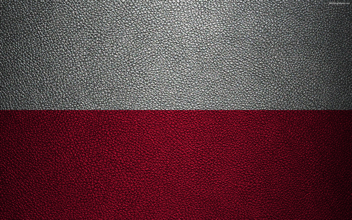 flagge von polen, 4k, leder textur, polnischer flagge europa, flaggen europa, polen