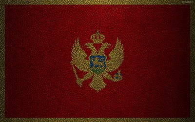 Bandeira de Montenegro, 4k, textura de couro, Montenegrina bandeira, Europa, bandeiras da Europa, Montenegro