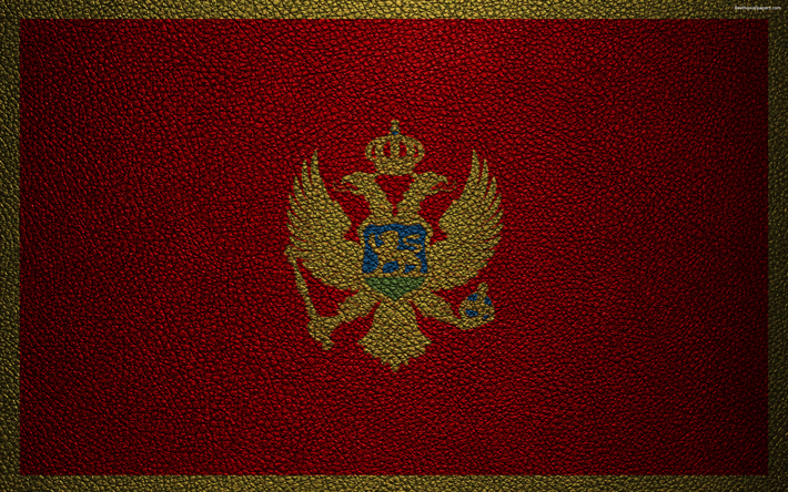 Bandiera del Montenegro, 4k, texture in pelle, Montenegrina, bandiera, Europa, bandiere d&#39;Europa, Montenegro