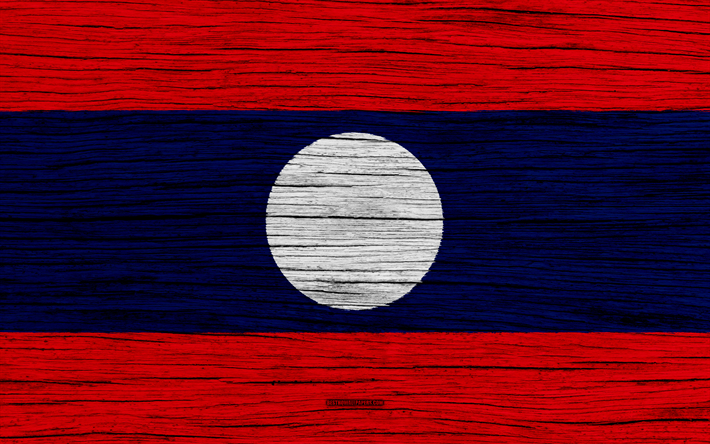 Lippu Laosin, 4k, Aasiassa, puinen rakenne, Laosin lippu, kansalliset symbolit, art, Laos