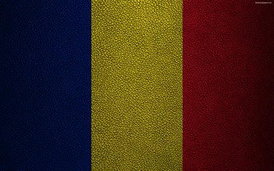Bandera de Rumania, 4k, textura de cuero, rumano bandera, Europa, banderas de Europa, Ruman&#237;a