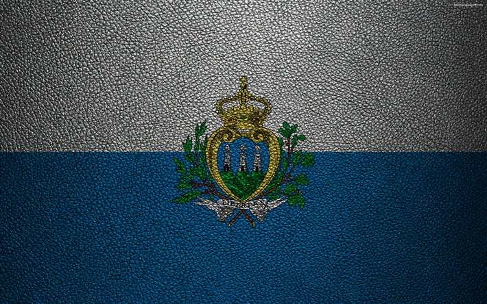 flagge von san marino, 4k, leder textur, europa, flaggen europas, san marino