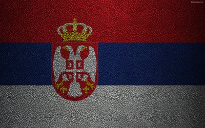 Flag of Serbia, 4k, leather texture, Serbian flag, Europe, flags of Europe, Serbia