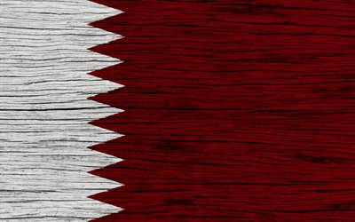 Flag of Qatar, 4k, Asia, wooden texture, Qatari flag, national symbols, Qatar flag, art, Qatar