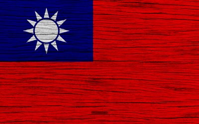 Flag of Taiwan, 4k, Asia, wooden texture, Taiwanese flag, national symbols, Taiwan flag, art, Taiwan