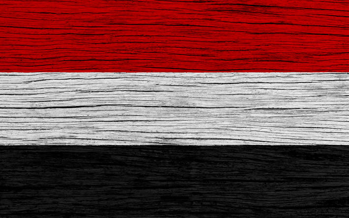 Flaggan i Jemen, 4k, Asien, tr&#228;-struktur, Jemens flagga, nationella symboler, Jemen flagga, konst, Jemen