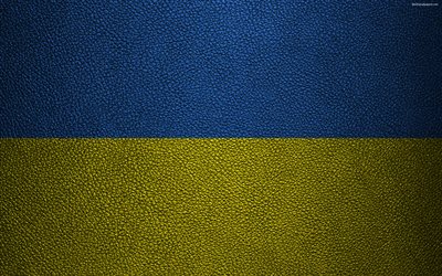Flag of Ukraine, 4k, leather texture, Ukrainian flag, Europe, flags of Europe, Ukraine