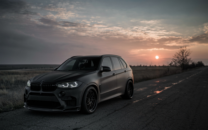 BMW X5M, Z Perfomance, 2018, tuning, gray matte X5, luxury SUV, BMW