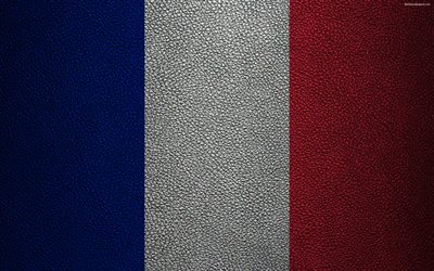 Avrupa, Fransa, Fransa bayrağı, 4k, deri dokusu, Fransız bayrağı, bayraklar