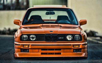 BMW E30, HDR, tuning, E30, stance, BMW M3, front view, tunned M3, german cars, BMW