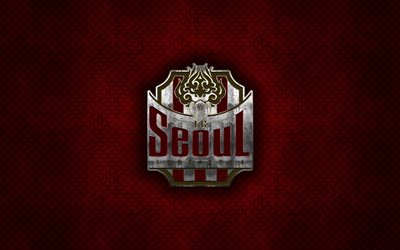 FC Seoul, corea del Sud football club, rosso, struttura del metallo, logo in metallo, emblema, Seoul, Corea del Sud, K League 1, creativo, arte, calcio