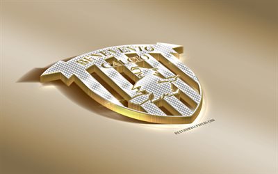 Benevento Calcio, Italiensk fotboll club, golden silver logotyp, Benevento, Italien, Serie B, 3d gyllene emblem, kreativa 3d-konst, fotboll