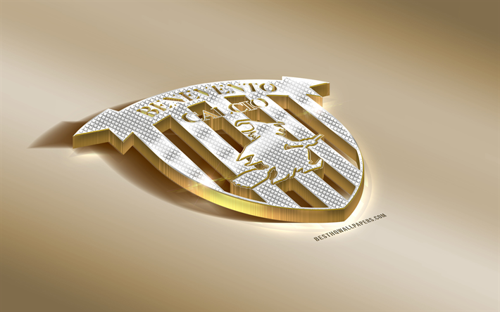 Benevento Calcio, Italian football club, golden hopea logo, Benevento, Italia, Serie B, 3d kultainen tunnus, luova 3d art, jalkapallo