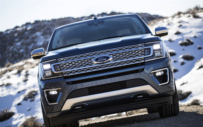 Ford Expedition, 2019, exterior, front view, new gray Expedition, american suv, luxury suv, Ford