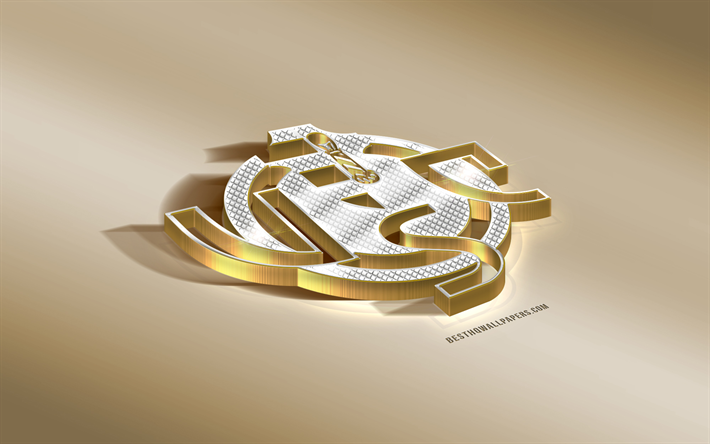 us cremonese, italienische fu&#223;ball-club, golden, silber-logo, cremona, italien, serie b, 3d golden emblem, kreative 3d-kunst, fu&#223;ball