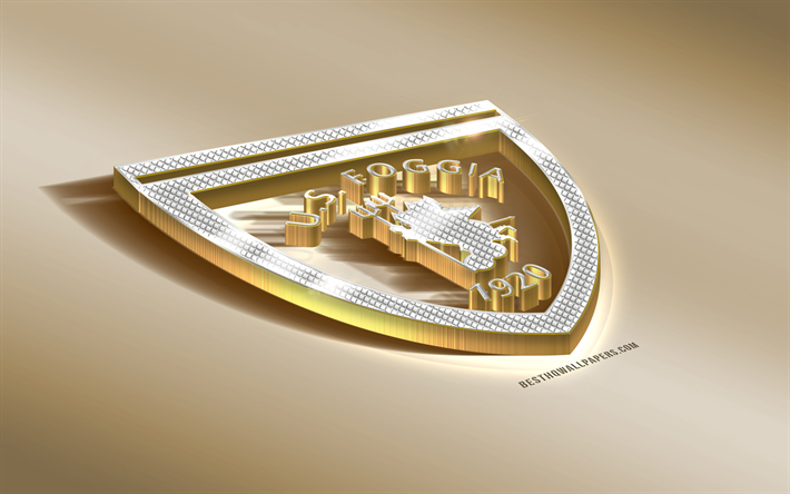 Foggia Jalkapallo, Italian football club, golden hopea logo, Foggia, Italia, Serie B, 3d kultainen tunnus, luova 3d art, jalkapallo