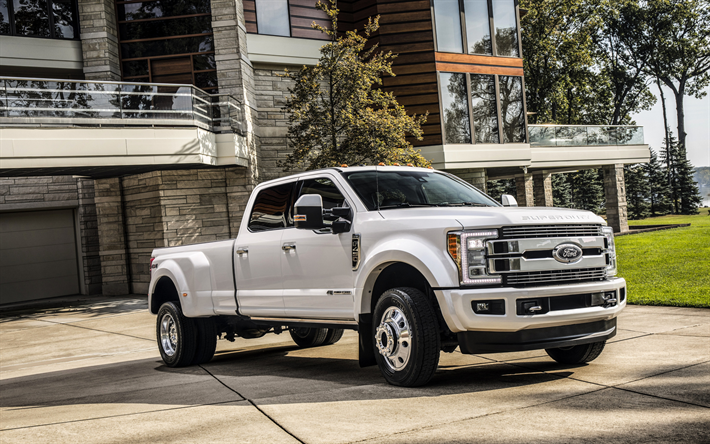 2019 Ford Super Duty F450, exterior, new white F450, big american pickup truck, Ford