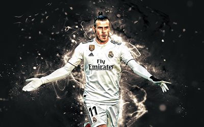 Gareth Bale, el objetivo, el gal&#233;s futbolistas del Real Madrid FC, estrellas de f&#250;tbol, uniforme blanco, f&#250;tbol, Gareth Frank Bale, La Liga, Gal&#225;cticos, Espa&#241;a