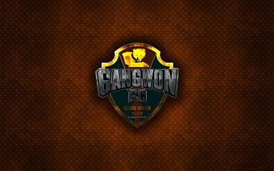 Gangwon FC, corea del Sur club de f&#250;tbol, naranja metal textura de metal, logotipo, emblema, Gangwon, Corea del Sur, K de la Liga 1, creativo, arte, f&#250;tbol