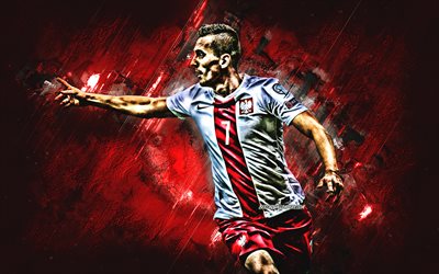 Arkadiusz Milik, Poland national football team, striker, joy, red stone, famous footballers, football, Polish footballers, grunge, Poland, Milik