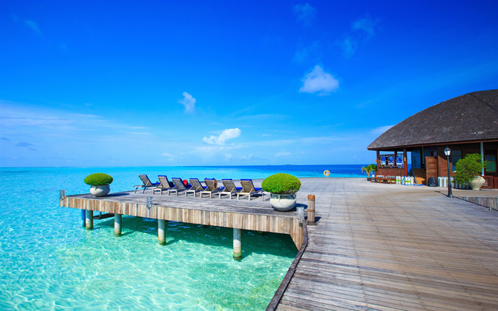 Maldiverna, ocean, tropiska &#246;n, resort, turism, sommar