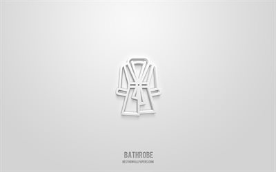 Bathrobe 3d icon, white background, 3d symbols, Bathrobe, hotel icons, 3d icons, Bathrobe sign, Bathrobe 3d icons