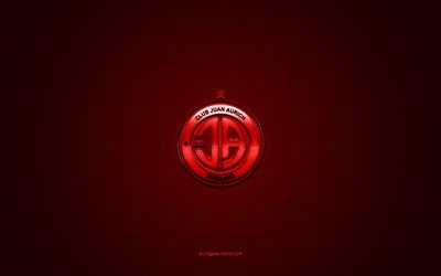 Juan Aurich, Peru futbol kul&#252;b&#252;, kırmızı logo, kırmızı karbon fiber arka plan, Liga 1, futbol, Peru Primera Division, Chiclayo, Peru, Juan Aurich logosu
