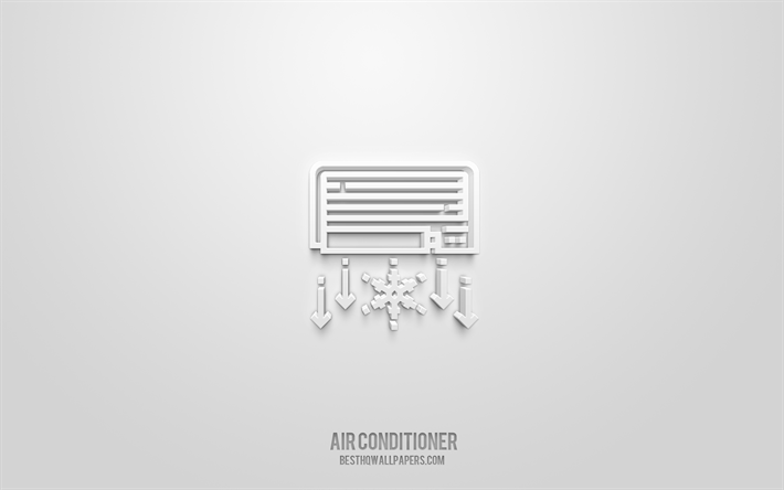 Air conditioner 3d icon, white background, 3d symbols, Air conditioner, hotel icons, 3d icons, Air conditionersign, hotel 3d icons