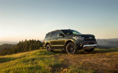2022, Ford Expedition, 4k, front view, exterior, Expedition Timberline, new green Expedition, American cars, Ford
