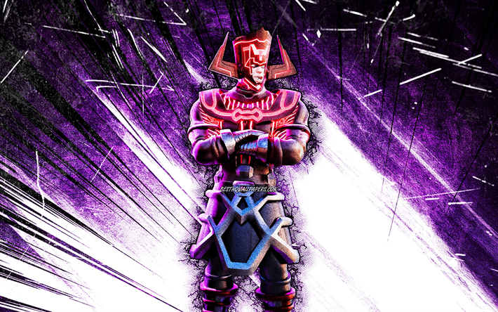 4k, Galactus, grunge art, Fortnite Battle Royale, Fortnite characters, violet abstract rays, Galactus Skin, Fortnite, Galactus Fortnite