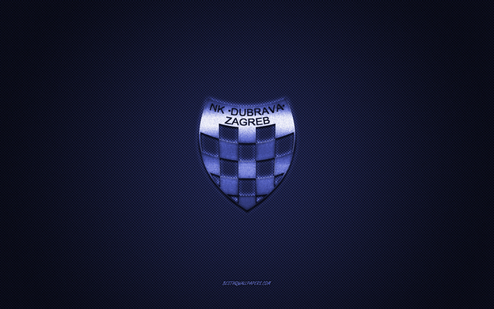 NK Dubrava, Croatian football club, blue logo, blue carbon fiber background, Druga HNL, football, Zagreb, Croatia, NK Dubrava logo