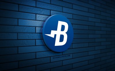 Burstcoin logo 3D, 4K, muro di mattoni blu, creativo, criptovaluta, logo Burstcoin, arte 3D, Burstcoin
