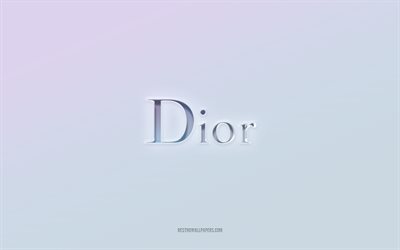 Dior logosu, 3d metni kesip, beyaz arka plan, Dior 3d logosu, Dior amblemi, Dior, kabartmalı logo, Dior 3d amblemi