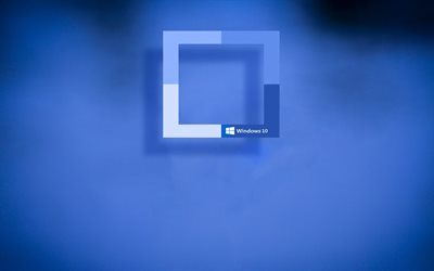 Windows 10, rect&#225;ngulos, fondo azul, creativo