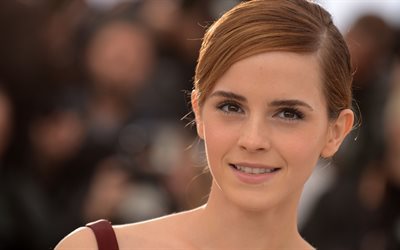 Emma Watson, 4k, Hollywood, g&#252;l&#252;mseme, Amerikalı oyuncu, portre
