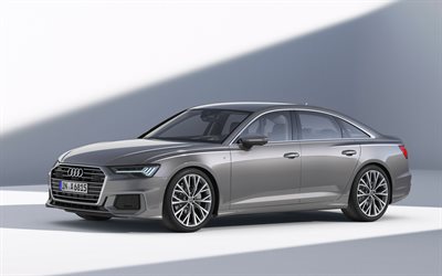 Audi A6, 2019, 50 TDI quattro, S line, C8, business-luokassa, 4k, harmaa sedan, uusi harmaa a6 2019, Saksan autoja, Audi