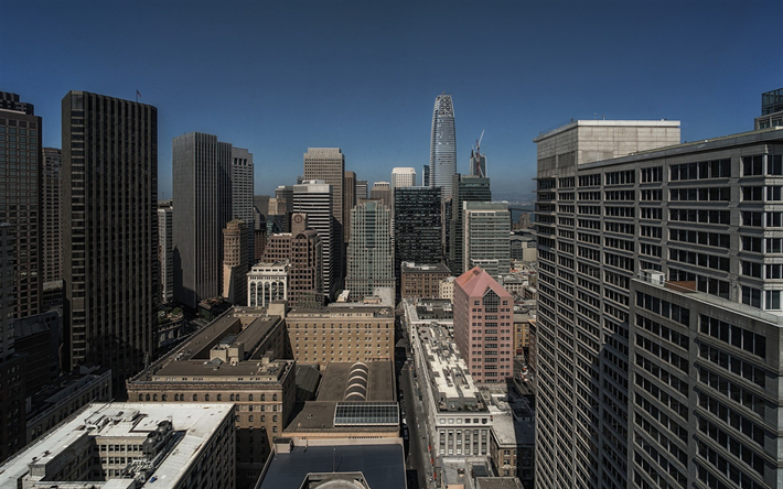 San Francisco, California, Montgomery Street, cityscape, skyscrapers, USA, Financial District South, Wall Street of the West
