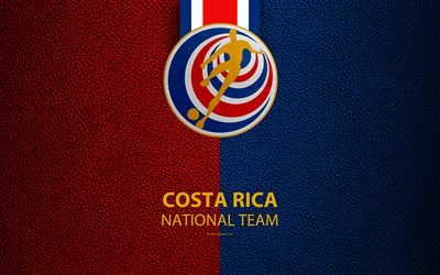 Costa Rica national football team, 4k, leather texture, North America, Costa Rican Football Federation, logo, emblem, Costa Rica, football