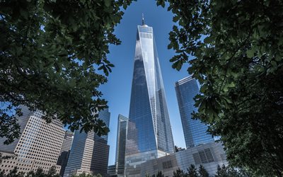 New York, Manhattan, World Trade Center 1, pilvenpiirtäjiä, moderni rakennus, korkeat rakennukset, Financial District, USA