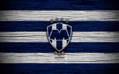 Monterrey FC, 4k, Liga MX, football, Primera Division, soccer, Mexico, Monterrey, wooden texture, football club, FC Monterrey
