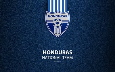 Honduras equipa nacional de futebol, 4k, textura de couro, Am&#233;rica Do Norte, logo, emblema, Os Catra, Honduras, futebol