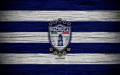 Pachuca FC, 4k, Liga MX, football, Primera Division, soccer, Mexico, Pachuca, wooden texture, football club, FC Pachuca