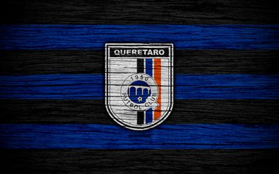 Queretaro FC, 4k, Liga MX, le football, la Primera Division, le soccer, le Mexique, Queretaro, de bois, texture, club de football, FC Queretaro