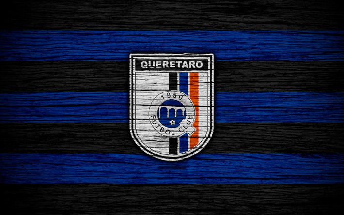 Queretaro FC, 4k, Liga MX, football, Primera Division, soccer, Mexico, Queretaro, wooden texture, football club, FC Queretaro