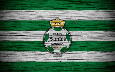 Santos Laguna FC, 4k, Liga MX, futebol, Primeira Divis&#227;o, Mexico, Santos Laguna, textura de madeira, clube de futebol, FC Santos Laguna