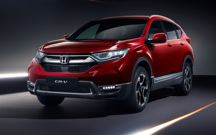 Honda CR-V, 2019, 4k, exterior, vista frontal, vermelho novo CR-V, JIPE, Carros japoneses, Honda